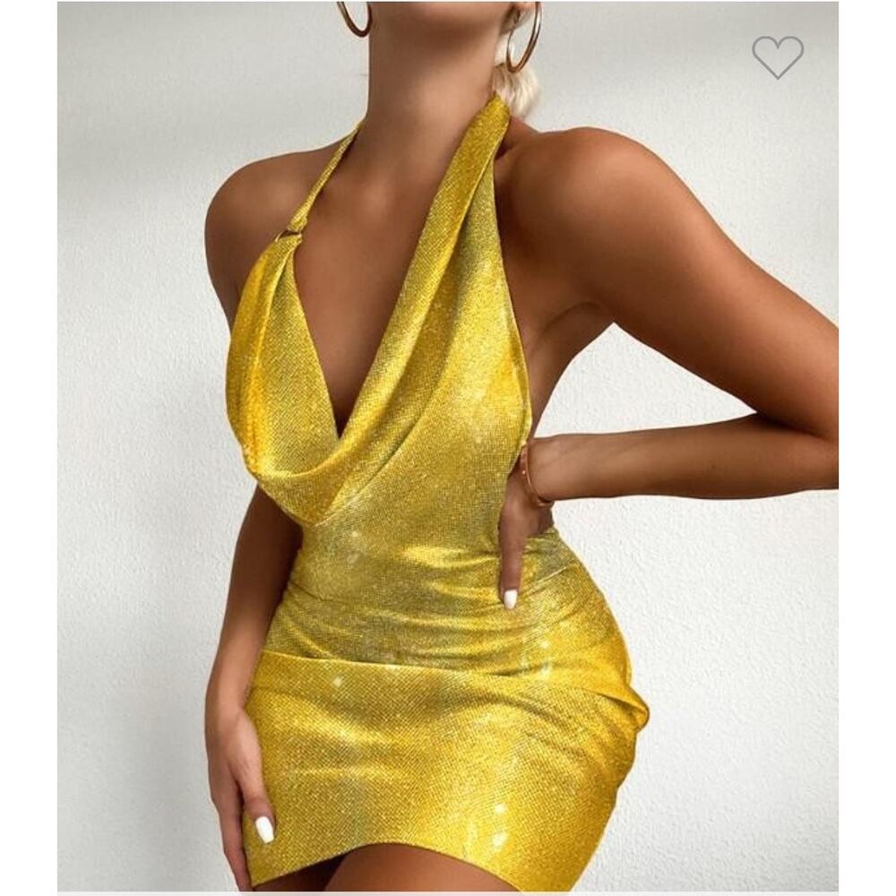 Crawl Neck Halter Bodycon Party Dress